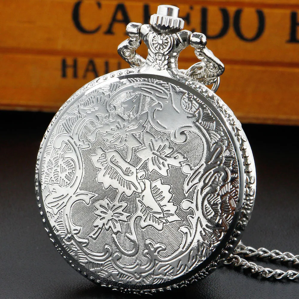 Antique Steam Train Design Pocket Watch with Chain Necklace Vintage Quartz Pendant FOB Chain Watches