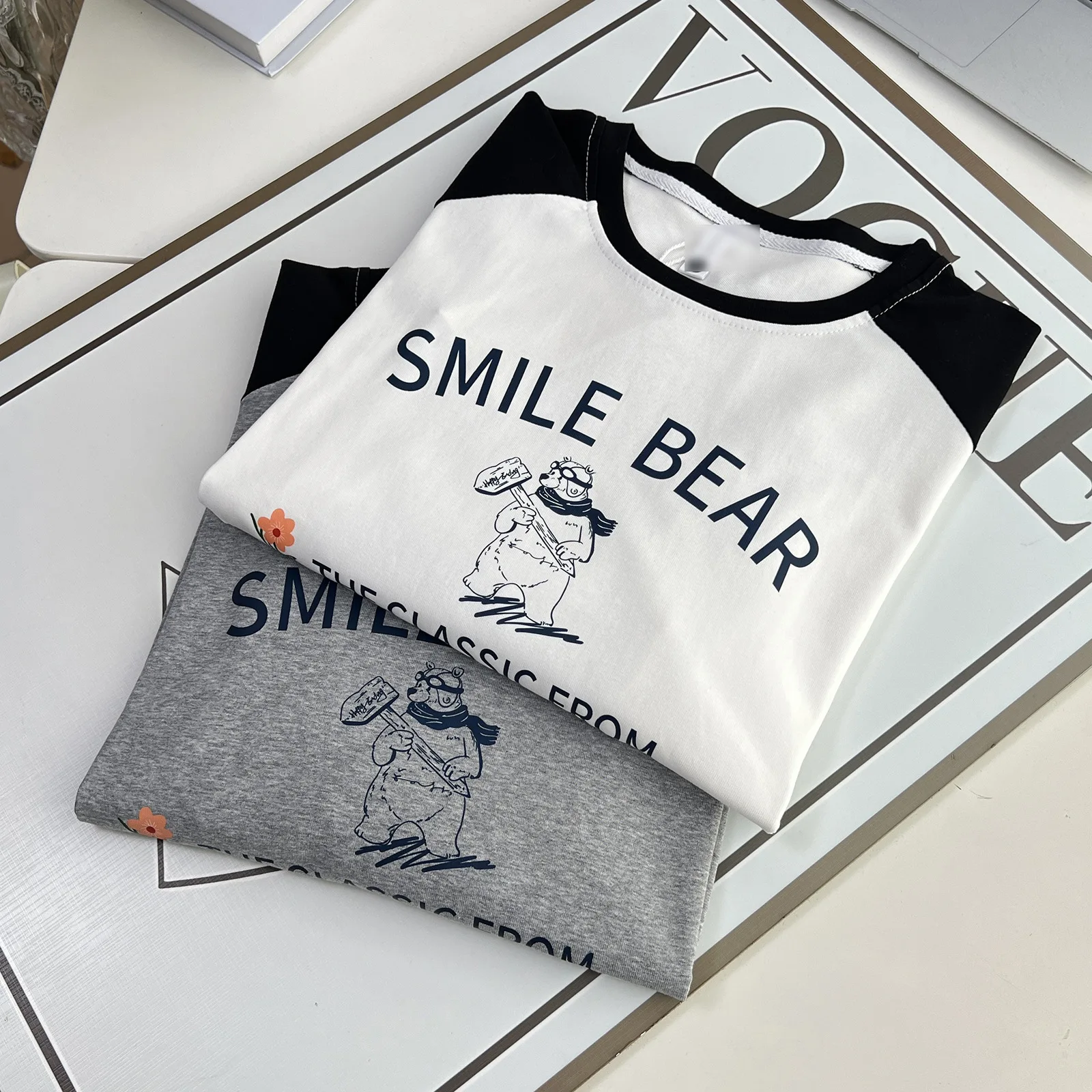 Fashion Plus Size Women's T-Shirt Autumn New Style Of Youthful Printed Letter Cartoon Raglan Sleeves Top 6265