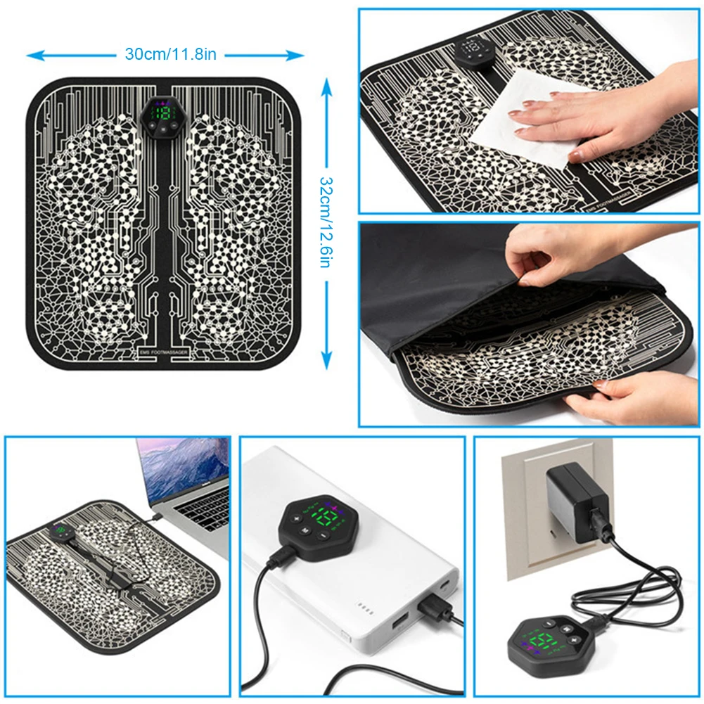 6 Gears Electric Feet Massager Machine Portable Foot Massage Tool for Muscle Relaxation Electric Muscle Stimulation Massage Mat