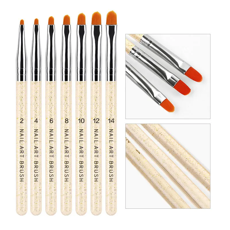 Transparent Nail Phototherapy Pen Acrylic Nail Brush For Nails Design Gel Brush For Nails Misscheering 7pcs/set