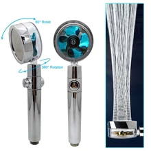 

Shower Head Water Saving Flow With Small Fan 360 Degrees Rotating ABS Rain High Pressure spray Nozzle Bathroom Accessories