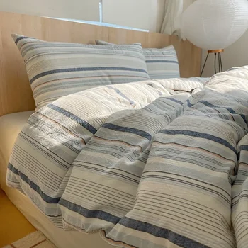 Copripiumino in cotone a righe rosa con fionda nordica, dimensioni 150x200, housse per camera da ragazza, set di piumini traspiranti e delicati sulla pelle 1