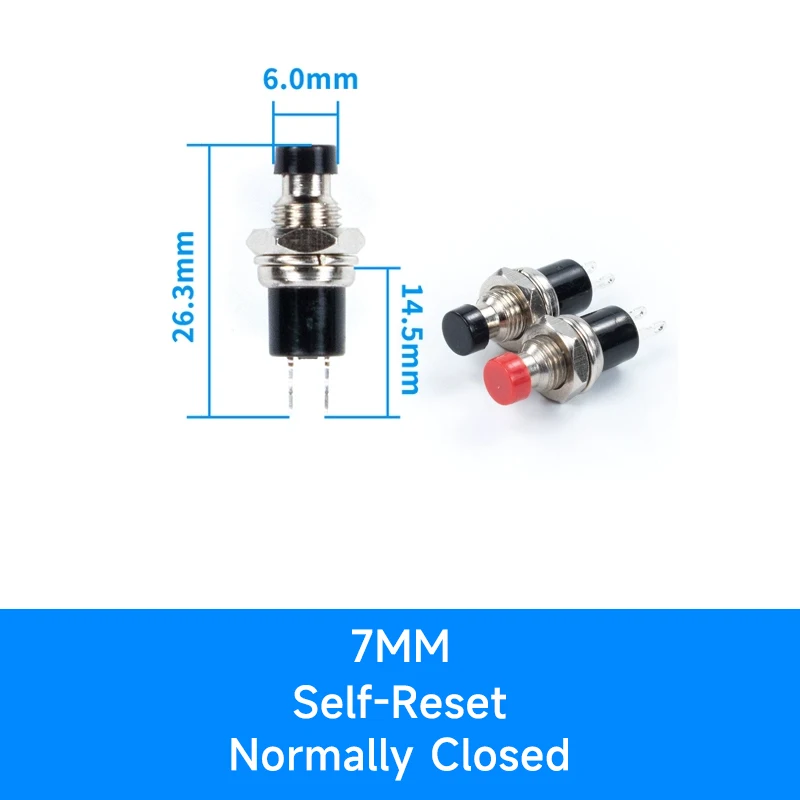 Circular Metal Button Switch 5mm 7mm 10mm PBS-110 PB05A small self resetting self-locking point action power switch