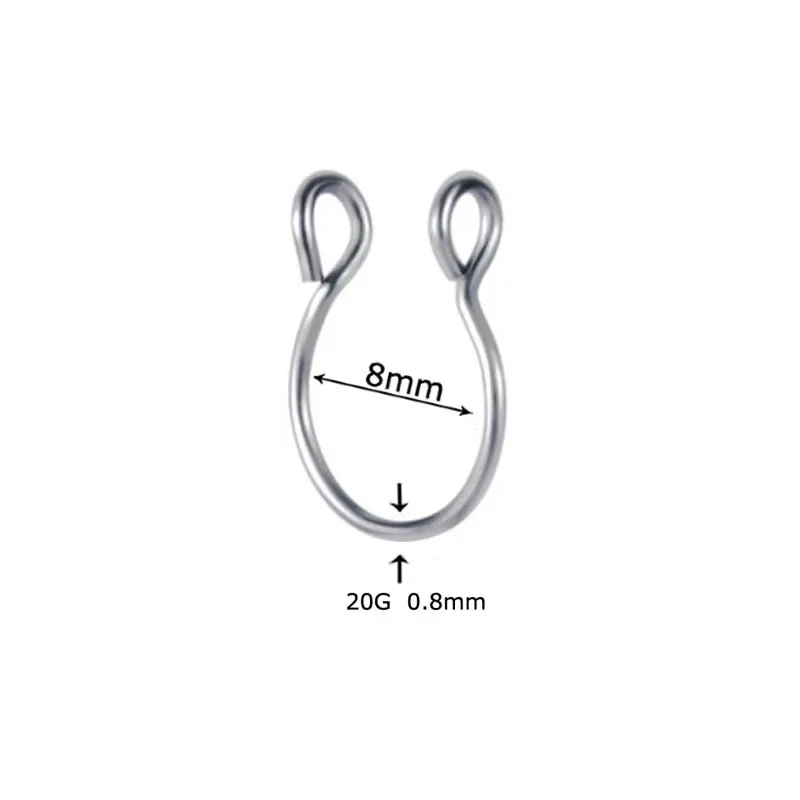Nose Rings 2 Sizes U Shaped Fake Nose Ring Hoop Septum Rings Stainless Steel Nose Piercing Fake Piercing Oreja Pircing Jewelry