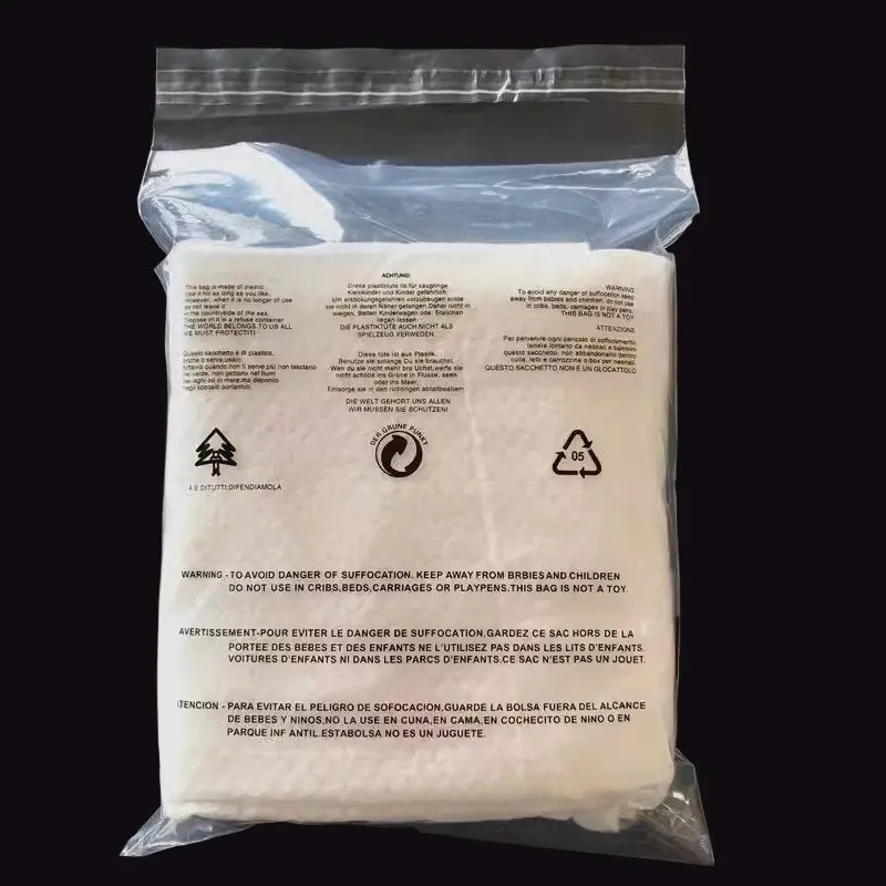 Bainfe PE Self-adhesive Bags 100Pcs Anti Suffocation English Warning Transparent Plastic Bags Sealed Clear Reusable Clothing Bag 2