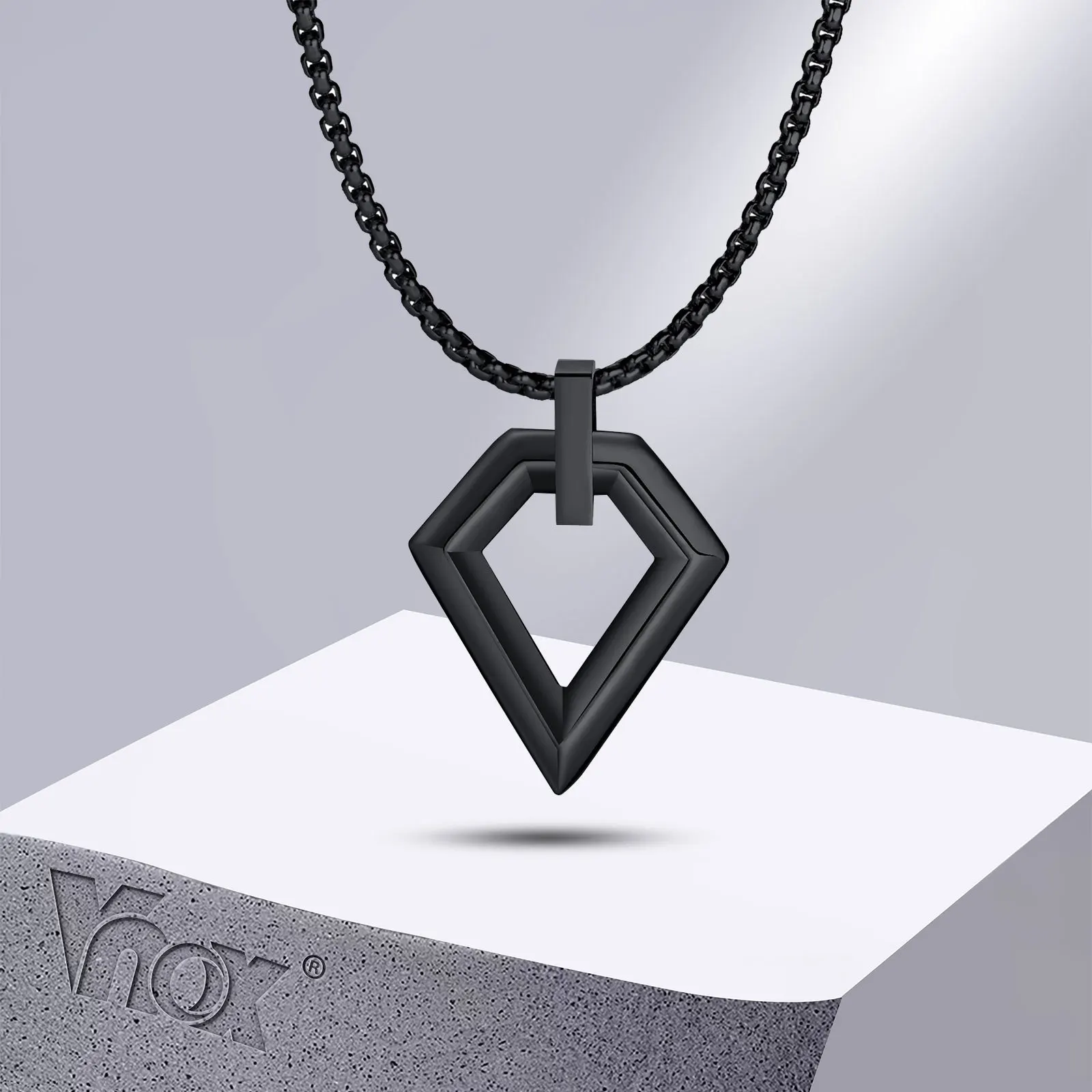 Vnox Simple Geometric Necklaces for Men Boys, Stainless Steel