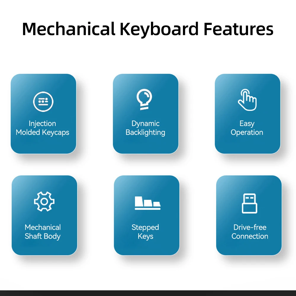 Mechanical Keyboard 63 Keys Blue /Red Switch Cooling RGB Backlit Keypad USB-C Wired 60% Leyout Compact Ergonomic Gaming Keyboard