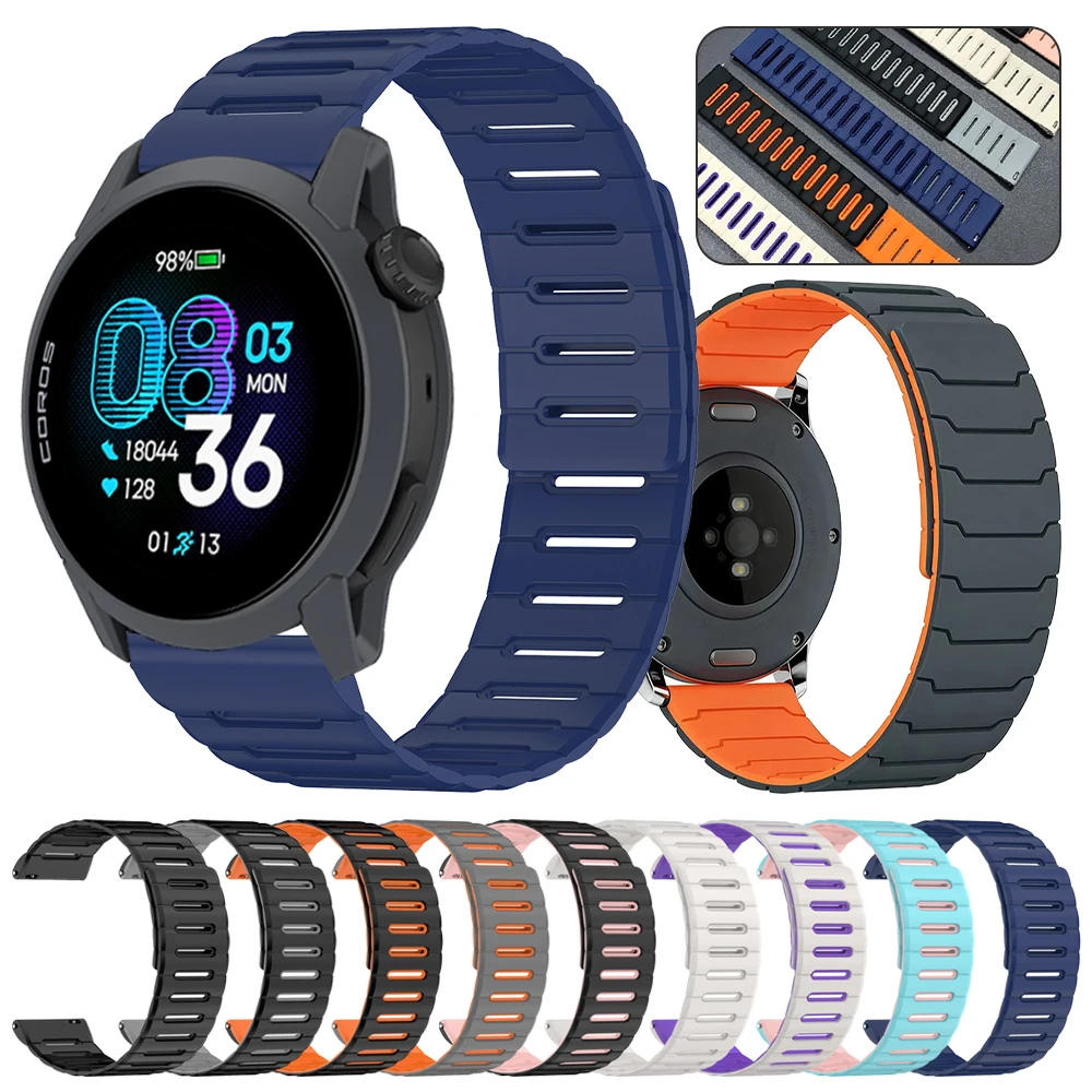Magnetic Silicone Loop Strap - Soft, Adjustable Wrist Band Bracelet, 22mm/20mm