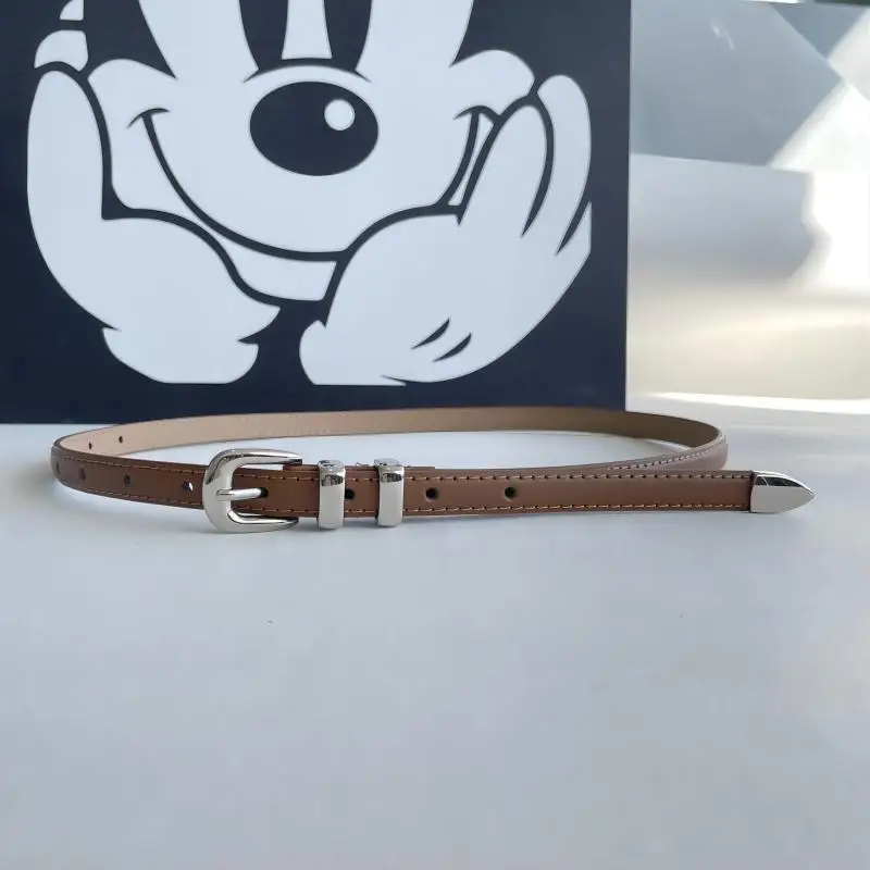 2023 Women\'s Leather Thin Belt Korean Casual Vintage Jins Fashion with Jeans Skirt Versatile Designer Luxury Belt