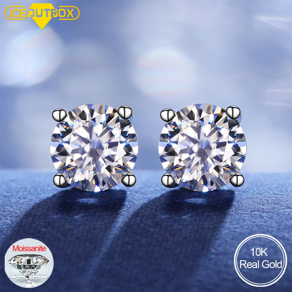 0,67 Cts Rotondo Brillante Taglio Diamanti Orecchini Borchie In Solido - Foto 5