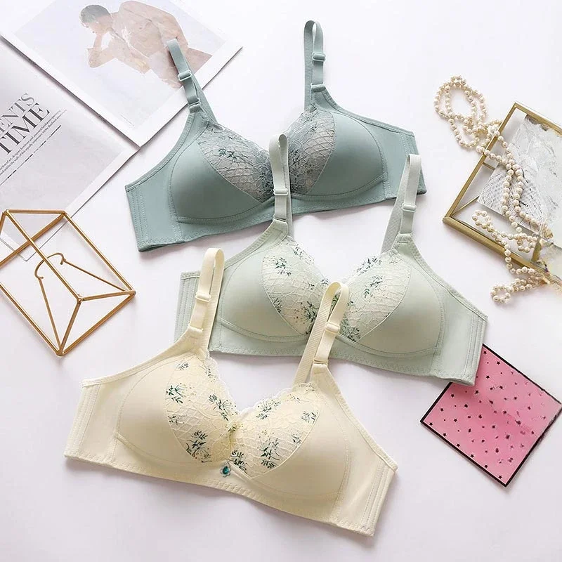 

New Creative Pure Want Thin Triangle Cup No Underwire Underwear Breathable No Trace Fixed Shoulder Strap Bra Cover