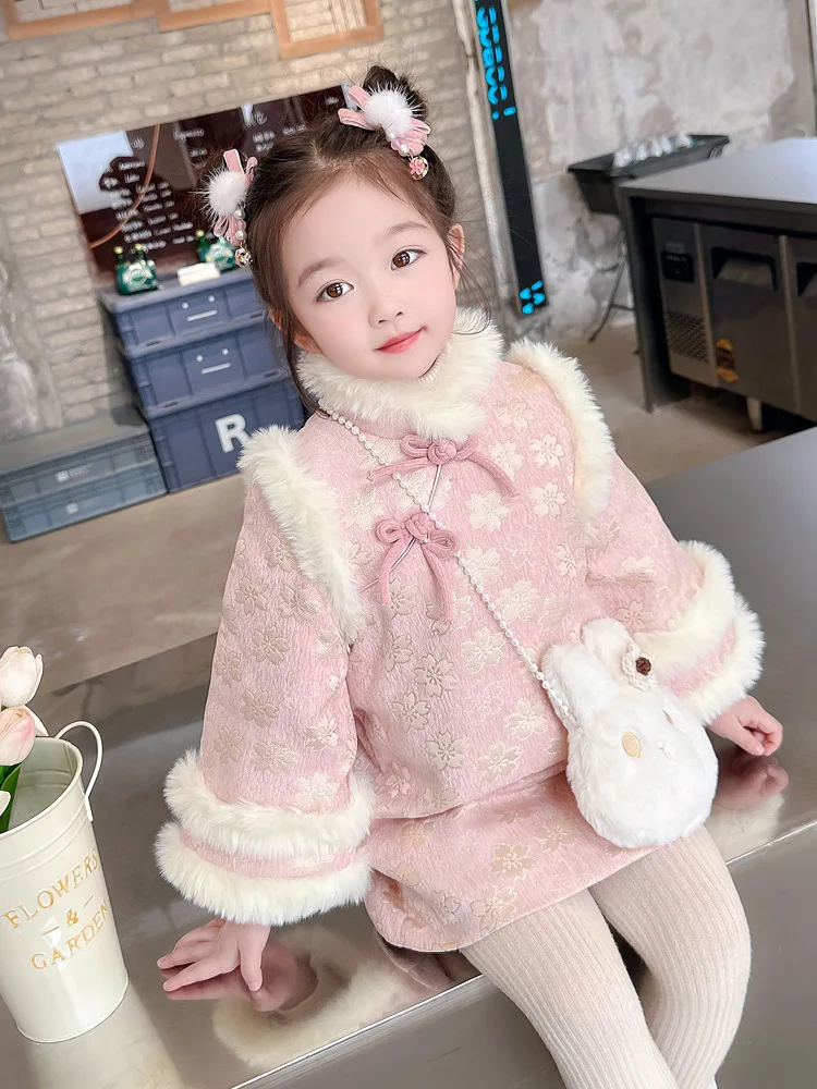 

Girls Cheongsam New Year Clothes Winter New Children's Han Chinese Clothing Dress Ancient Tang Suit New Year Clothes Ancient Cos