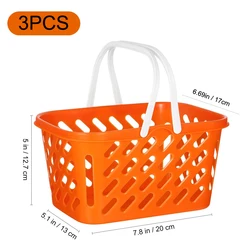 Kids Pretend Play Grocery Shopping Baskets - Set of 2 with Handles (3pcs)