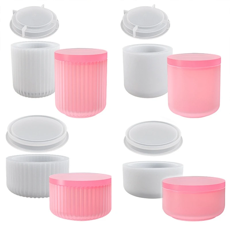 Description Picture 5 of itemSilicone Mould Candle Holder With Lid Candle Jar Cement Plaster Mini Flower Pot Mold DIY Concrete Wax Box Mould Home Crafts