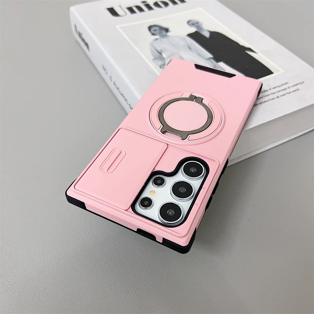 Luxury Rotating Metal Ring Car Holder Armor Case