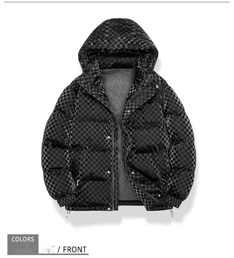 Unisex puffer jacka med luva glansig vinterjacka för herr och dam_voghion.com