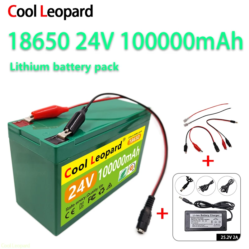 Cool Leopard 24V 100AH 18650 Lithium Battery For Solar Street Lamp Xenon Lamp Inverter Electric Bicycle Scooter+25.2V 2A Charger