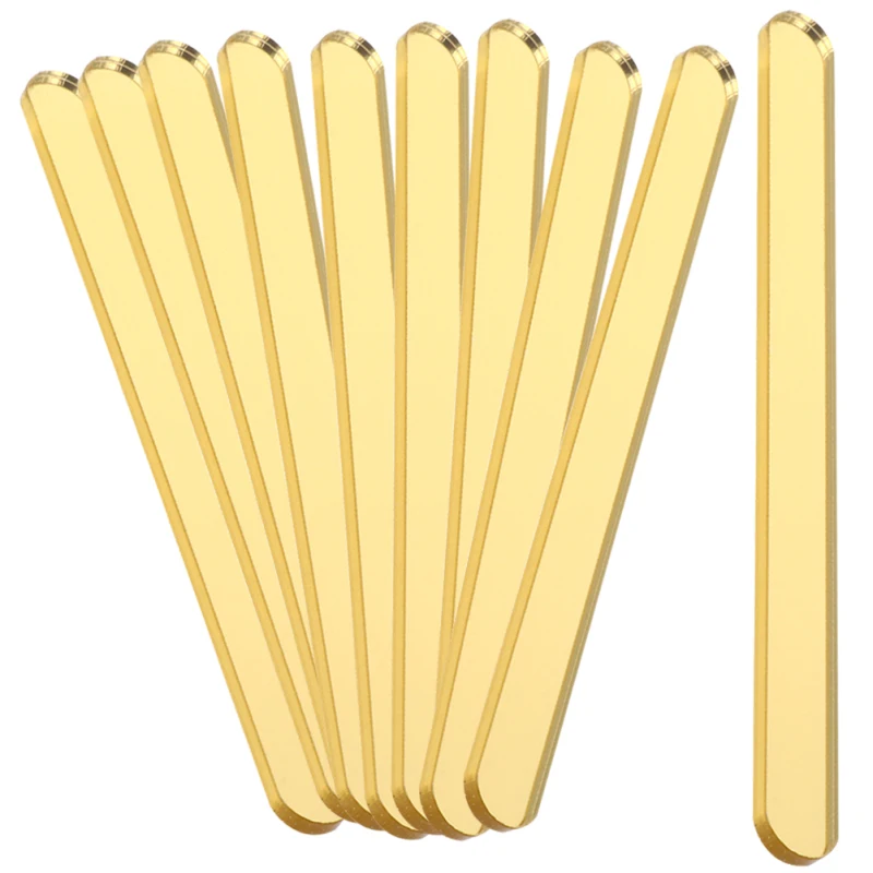 Description Picture 5 of item50pcs Acrylic Ice Cream Sticks Popsicle Stick Reusable Cakesicle Sticks Gold Mirror Ice Cream Sticks Acrylic Stick Home Cake