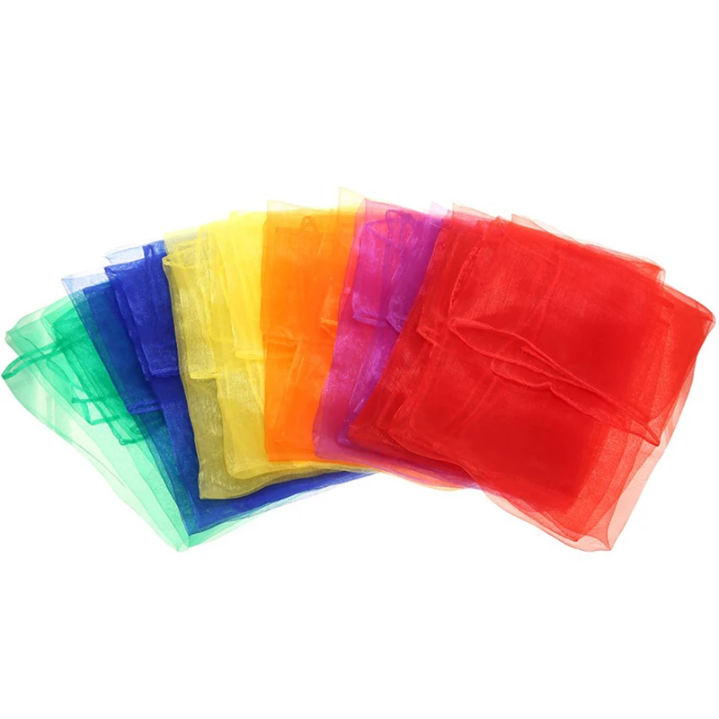 Juggling Cloths 12Pcs 60*60cm Gymnastic Towels Dancing Silk Scarves Red Yellow Orange Blue Purple Green