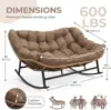 Double Papasan Rocking Chair Indoor Outdoor, 2 Person Wicker Rocking Egg Chair with Cushions for Relaxing/Napping, Sensory Comfort