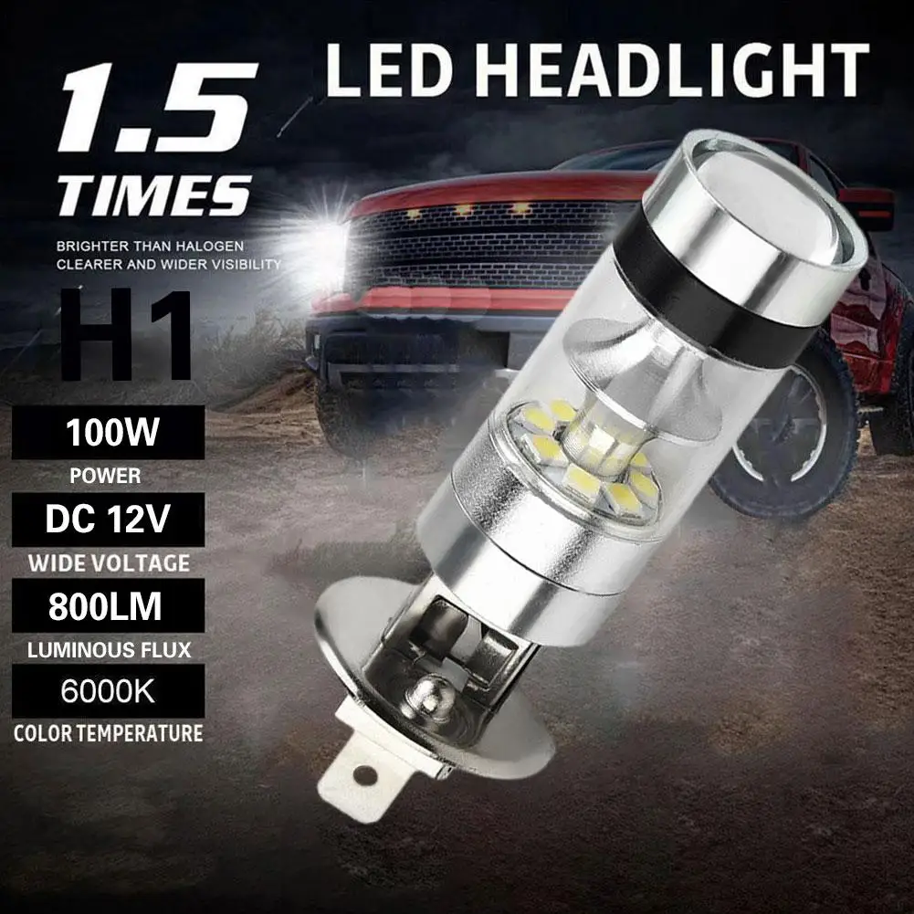

Новинка, прочная портативная фонарь, 100 Вт, 12-24 В, 20-SMD, 2 шт., 6000K, запчасти для вождения H1, замена проектора