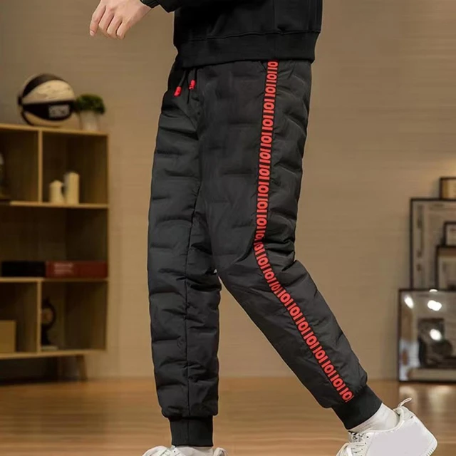 Pantalon de jogging en coton chaud pour homme, pantalon décontracté  imperméable, taille élastique, velours épaissi, thermique, hiver -  AliExpress