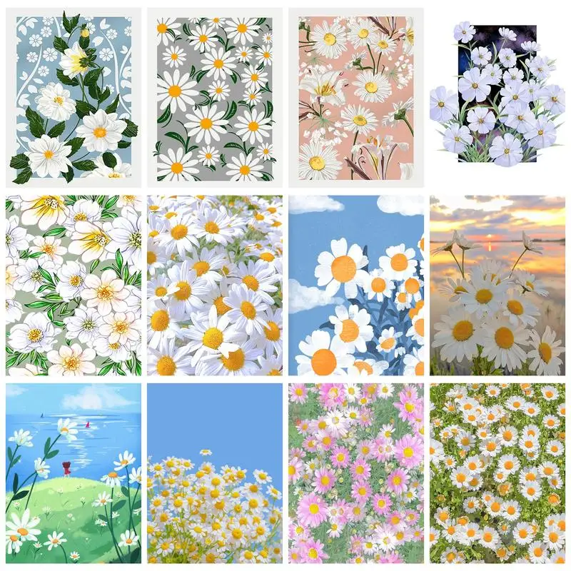 

GATYZTORY Oil Painting By Numbers Handicraft On Canvas Daisy Flowers Pictures By Numbers Wall Decors Diy Gift Coloring By Number