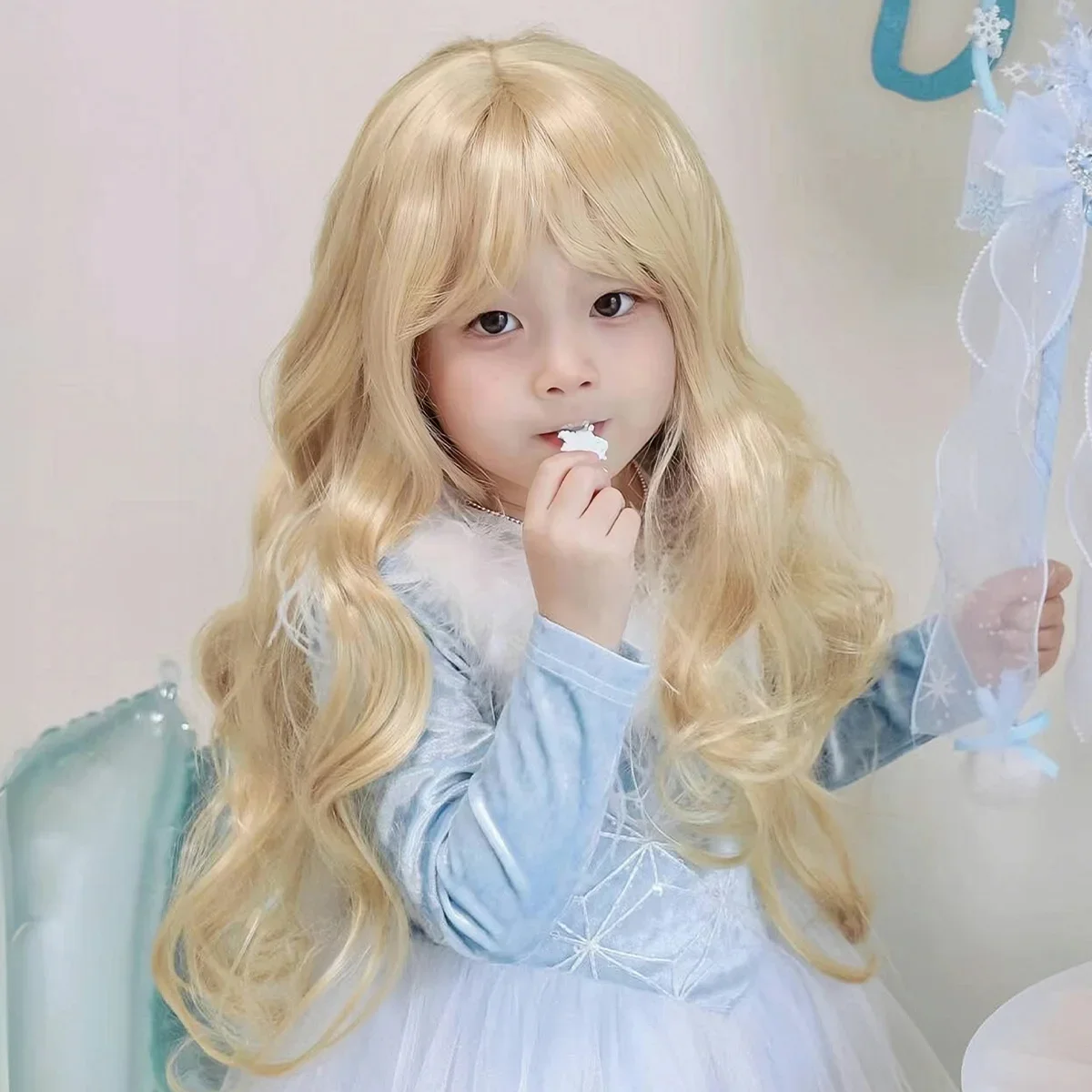 Kids Blonde Wigs Children Long Hair Accessories Baby Golden Headgear Little Girl Party Cosplay Headdress Student Tiara Coronet hair accessories cosplay accessories