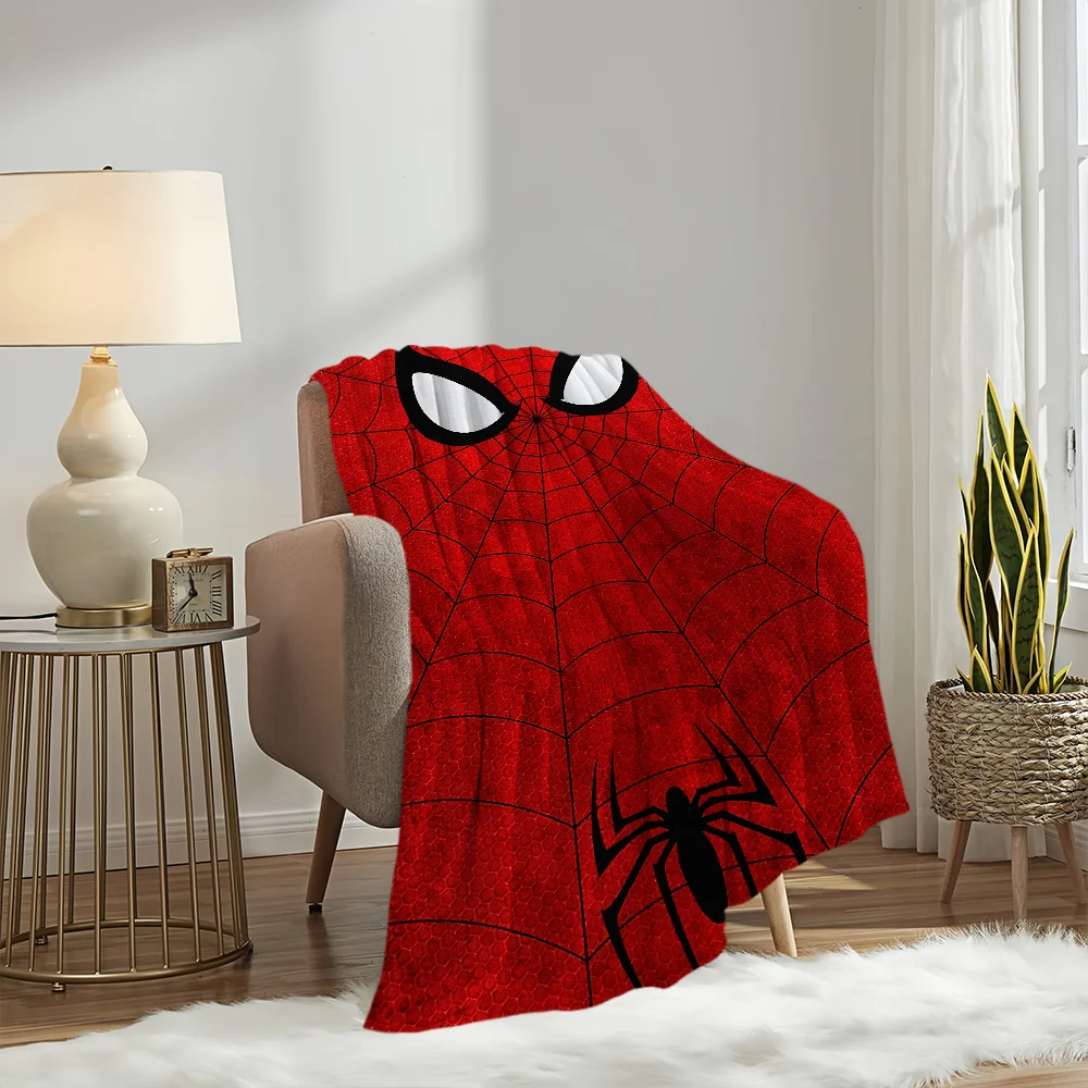 Fashion Cartoon S-Spider-Man Cool Blanket Plush Nap Sofa rug for Living Room Warm Office Bedroom Birthday Home Travel Kid Gifts 3