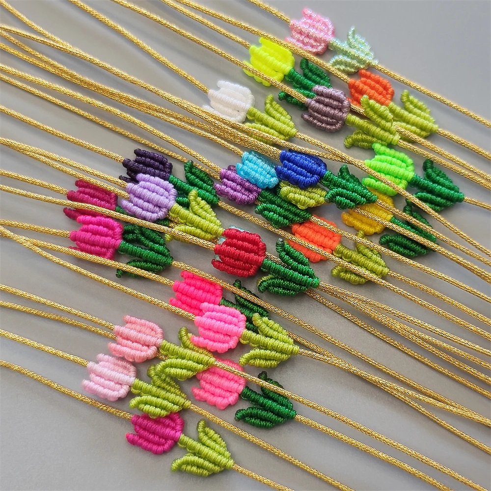 Handwork Hand Knitting Tulips kid's Adjustable lucky Bracelet