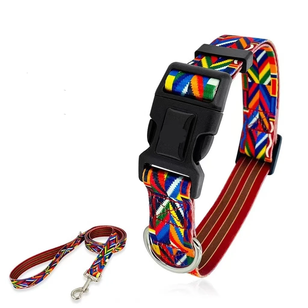 Dog Collar Leash Set Adjustable Nylon Dog Lead For Medium Large Dogs