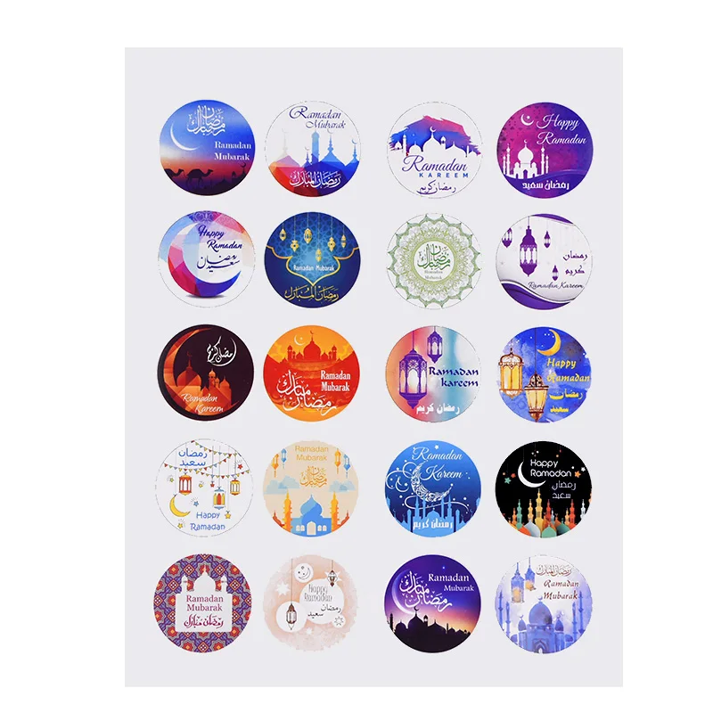 60/120pc Eid Mubarak Stickers Ramadan Mubarak Decoration Islam Muslim Festival Favor Gifts Label Seal Celebration Party Supplies