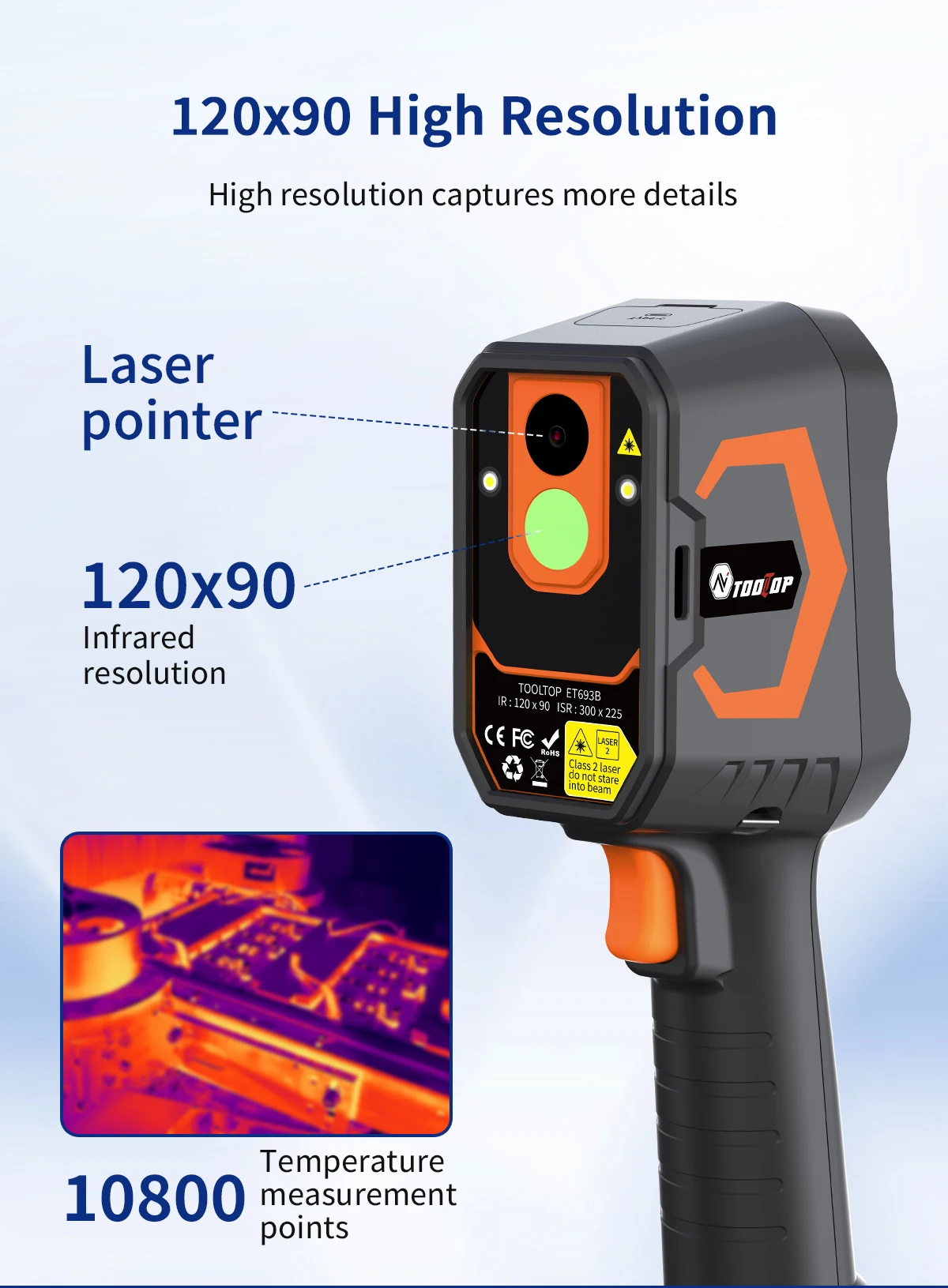 ET693B Super IR 300*225 Thermal Imaging Camera 120*90 Infrared Sensor -20~550℃ T