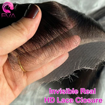 Chiusura in pizzo HD 7x5 6x6 5x5, capelli umani effetto pelle, fusione con la pelle, riga profonda, cuoio capelluto naturale, frontale in pizzo HD 13x6, capelli vergini lisci.