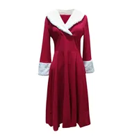 New Year Christmas Dress Women Christmas Sexy Costume Long Sleeve V Neck Plush Warm Party Pleated Elegant Tunic Swing Dresses - Image 6