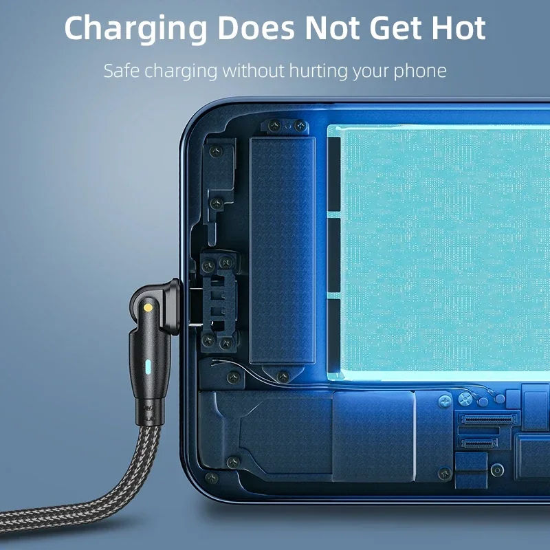 5A Double Type C Data Cables PD Fast Charging Data Cords 100W USB C To PD 180 Degree Rotating Elbow Charging Cable USB C Wires