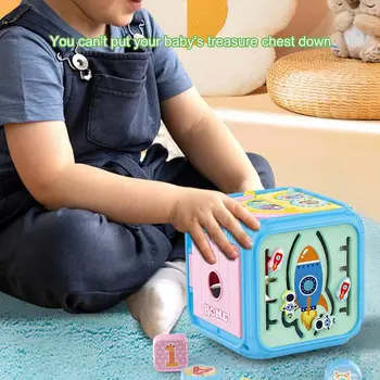 Montessori Educational Toys Activity Cube Baby Sensory Board Toys Baby Practice Skills Learning Toys 3