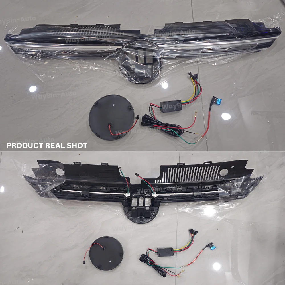 VW 골프 MK8 2021 2022 2023 바디 키트, GTI R 스타일 프론트 그릴 업그레이드, 흐르는 LED 라이트 스트립 메쉬, VW 자동차 액세서리