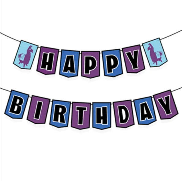 Fortnites Party Supplies Baner Set Fortress Night Birthday Party Flat  Banner Cake Topper Balloon Baby Shower Decoration for Kid 2