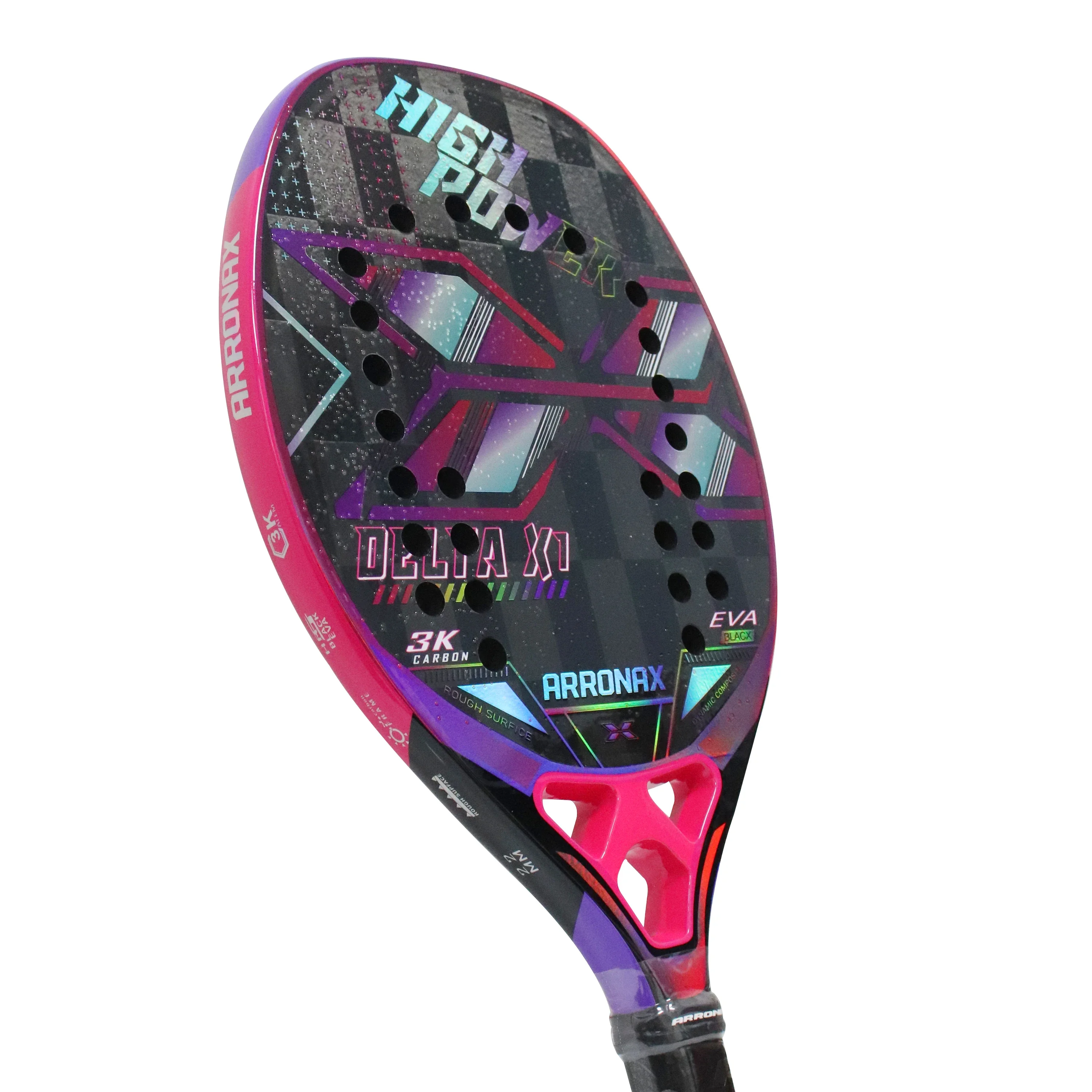 ARRONAX-Beach Tennis Racket, Carbon Fiber, 3K 12K 18K, Professional 22mm EVA Soft Round Grit, Tennis Racket with Bag