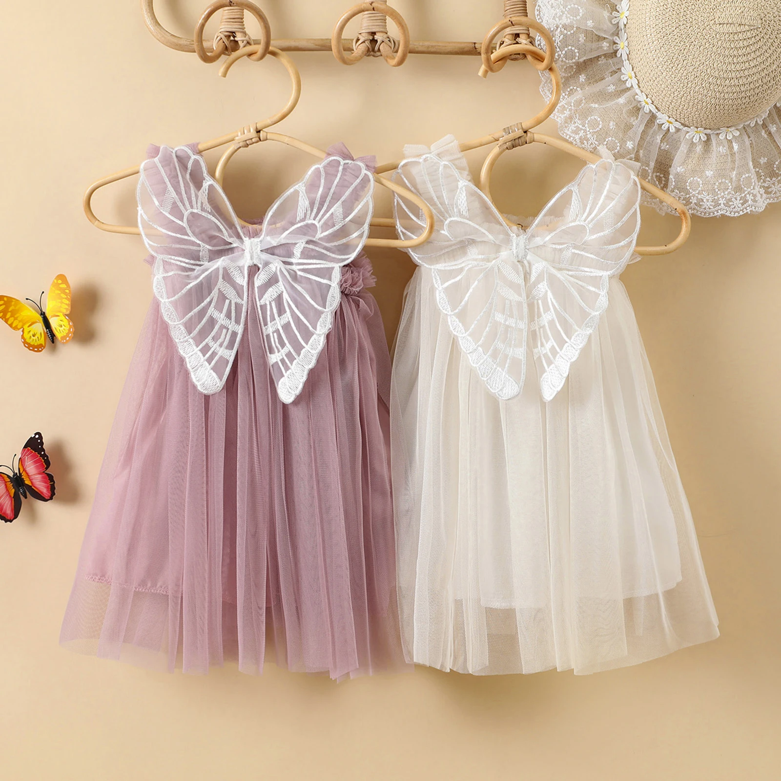 Dress Kids Girls Summer Princess Sleeveless Mesh Decoration Suspender Casual girls dress princess costume kids clothes