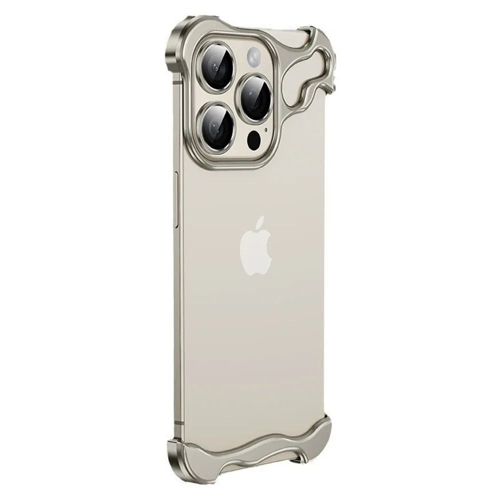 

Metal Frameless Aluminum Alloy Phone Case For iPhone 12 13 14 15Pro Max Plus with Lens Film Protection Antidrop Shockproof Cover