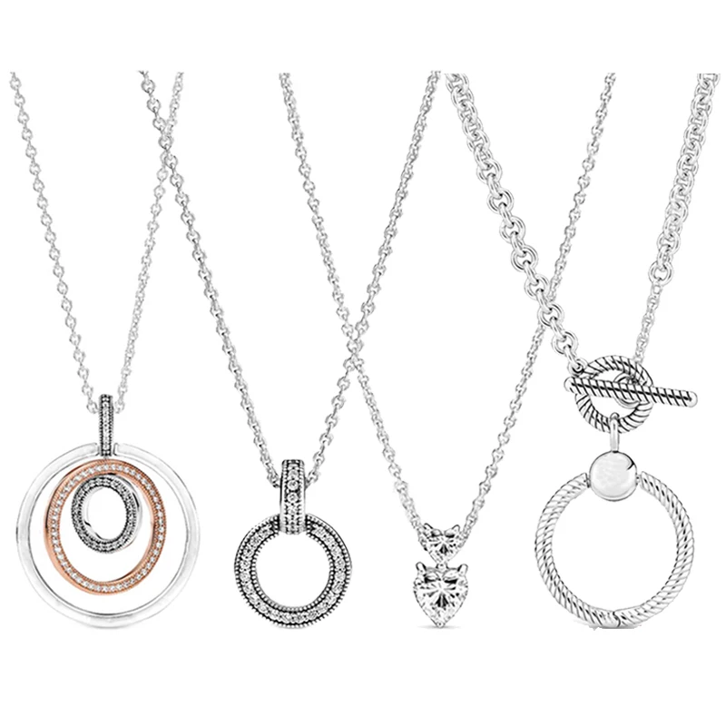 Pandora Necklace Sterling Silver Loop Charm Collarbone Necklace 100