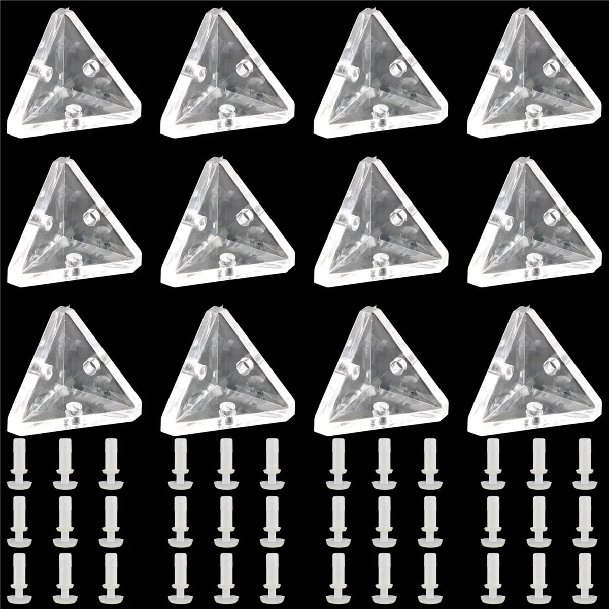 72Pcs Acrylic Corner Brackets with Semitransparent Screws Clear 3-Hole Right Angle Joint Brace Brackets