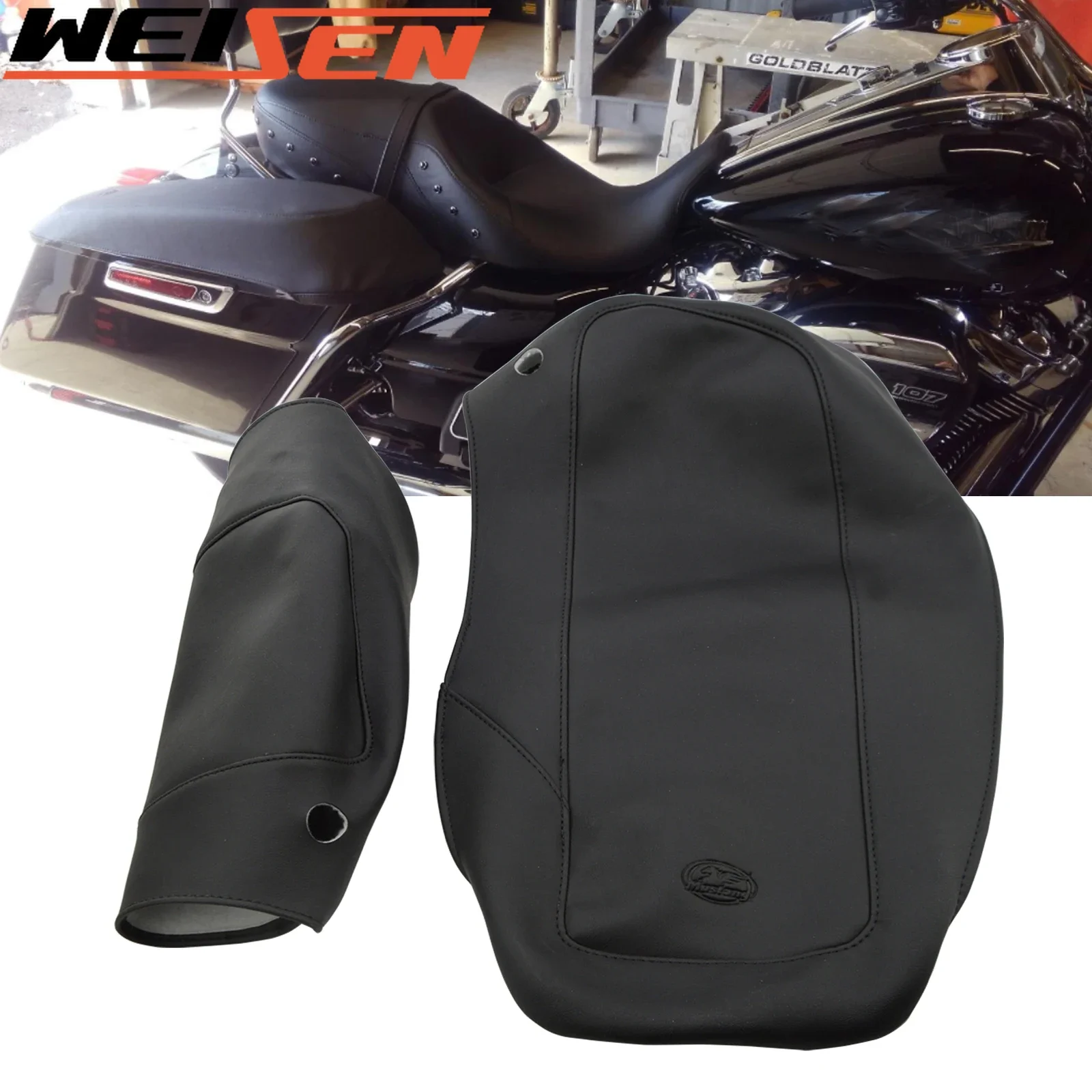 

For Harley Touring Road King Electra Street Glide 2014-2024 Motorcycle Saddlebag Speaker Lid Covers PU Leather Waterproof