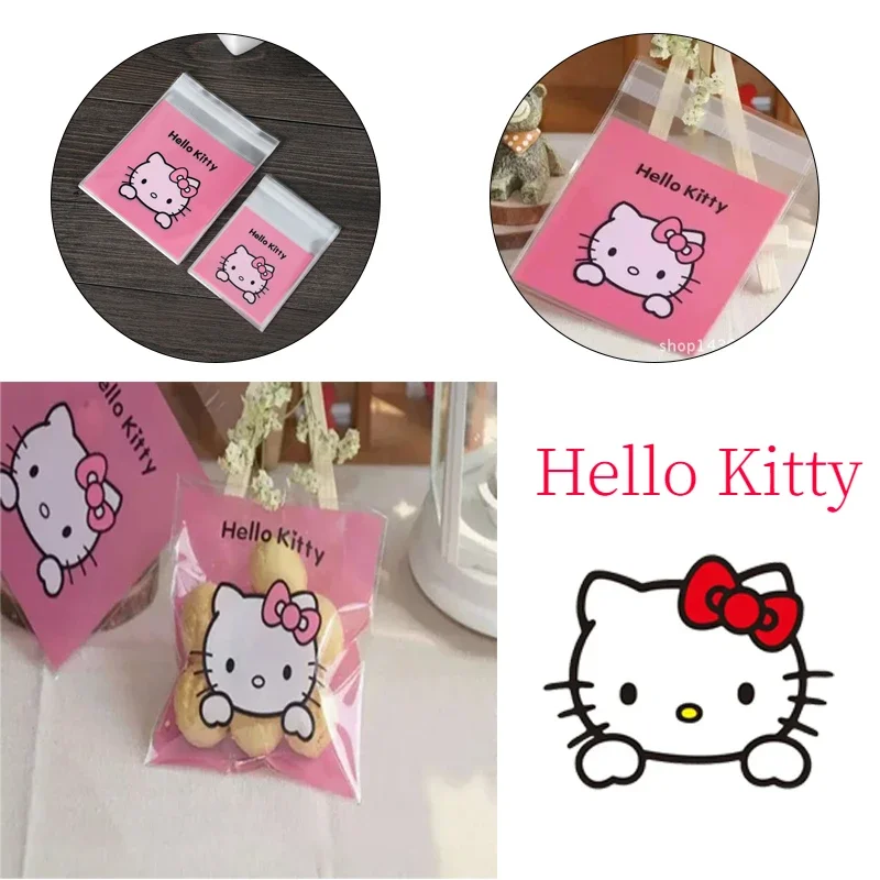 100pcsHelloKittyPlasticBagsReclosableTransparentStorageBags