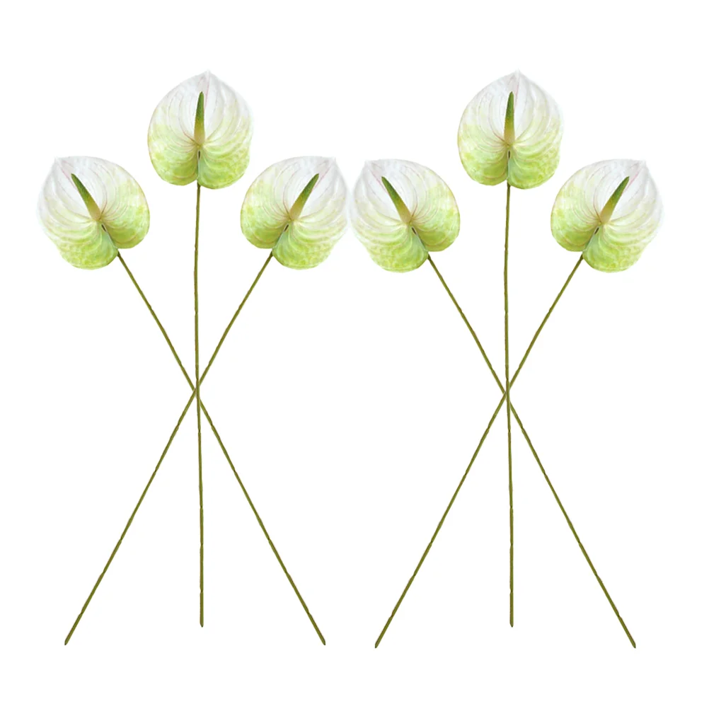 

6 Pcs Flower Branch Simulation Anthurium Andraeanum Flowers Injection Molding
