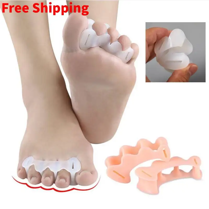 

14Pcs=7Pair Hard Silicone Toe Separator Treatment Hammer Toe Straightener Hallux Valgus Correction Protective Pad Foot Care Tool