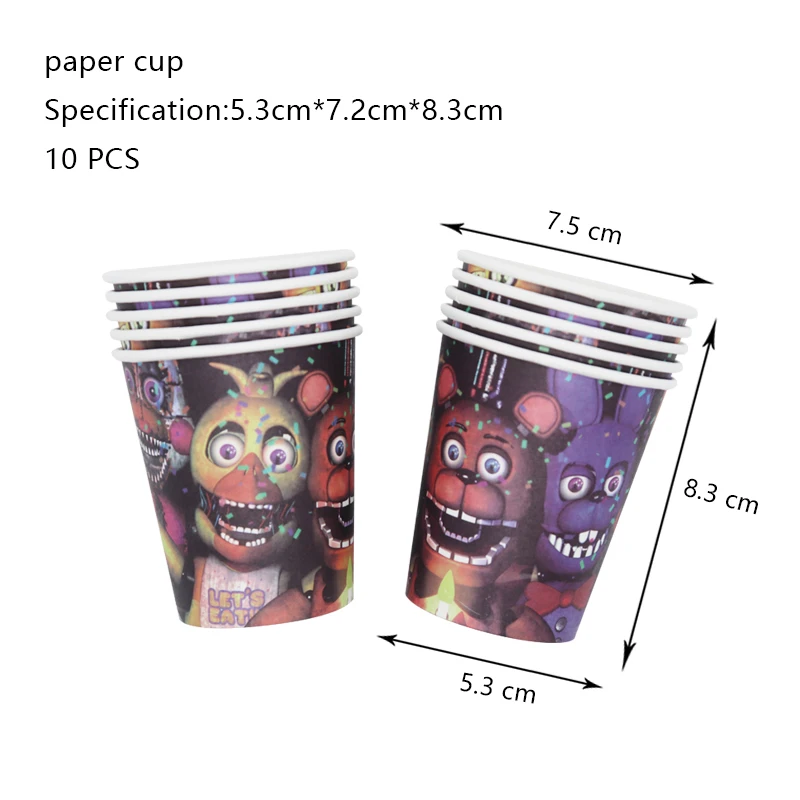 Five Nights at Freddy's Birthday Party Decoration Set - Themed Balloons, Tableware, and Banner