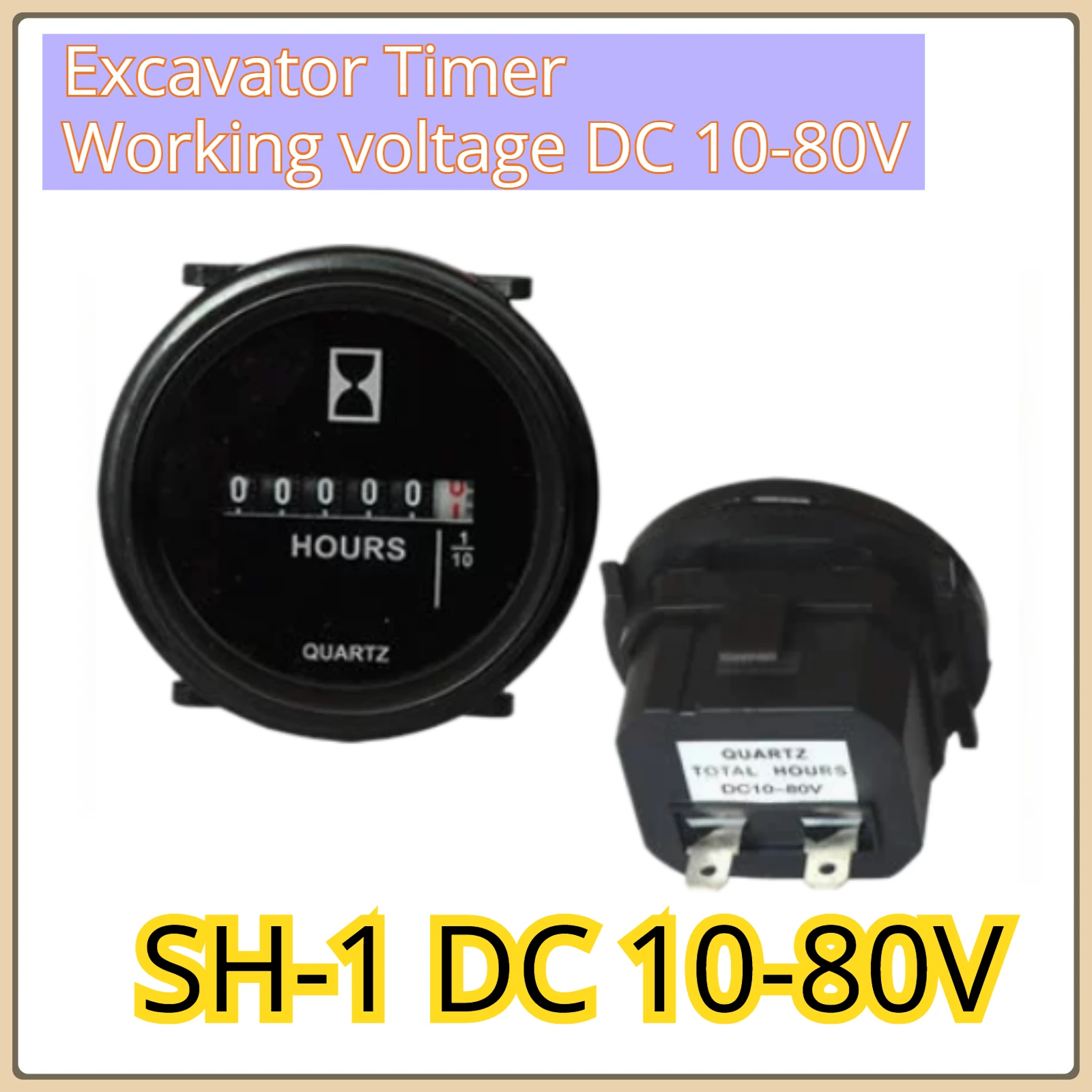 12-36V/10-80V/100-250V 미니 시간계 미터 해양 보트 엔진 원형 방수 게이지 자동차 트럭 기계식 시간계 카운터 타이머